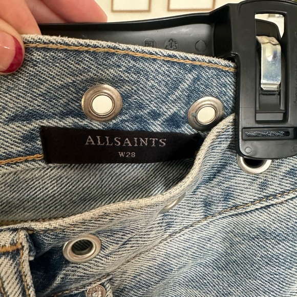 All Saints Everly Eyelet Low-Rise Denim Shorts (light wash) - Picture 7 of 8